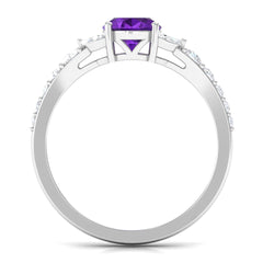 Statement Amethyst Engagement Ring with Moissanite