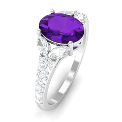 Statement Amethyst Engagement Ring with Moissanite