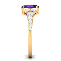Statement Amethyst Engagement Ring with Moissanite