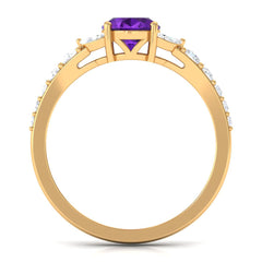 Statement Amethyst Engagement Ring with Moissanite