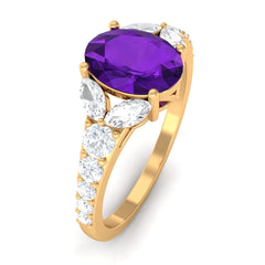 Statement Amethyst Engagement Ring with Moissanite