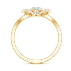 Certified Moissanite Floral Engagement Ring with Split Shank