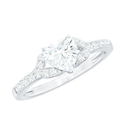 Certified Heart Shape Moissanite Engagement Ring