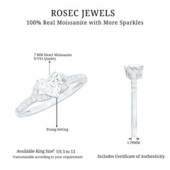 Certified Heart Shape Moissanite Engagement Ring