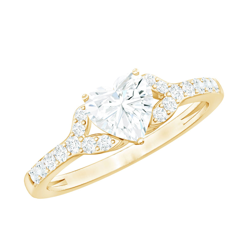 Certified Heart Shape Moissanite Engagement Ring