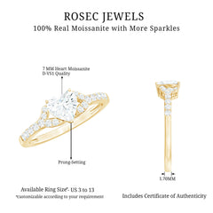 Certified Heart Shape Moissanite Engagement Ring