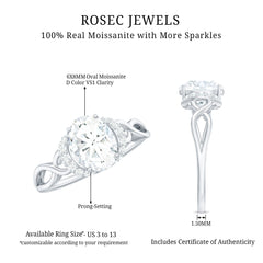 Oval Shape Moissanite Engagement Ring With Certificate