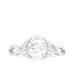 Oval Shape Moissanite Engagement Ring With Certificate