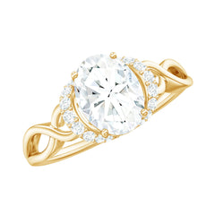 Oval Shape Moissanite Engagement Ring With Certificate