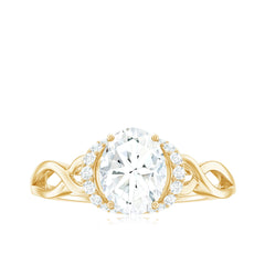 Oval Shape Moissanite Engagement Ring With Certificate