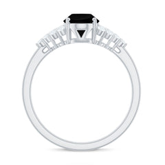 Created Black Diamond Oval Engagement Ring with Diamond