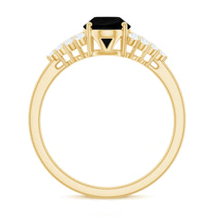 Created Black Diamond Oval Engagement Ring with Diamond