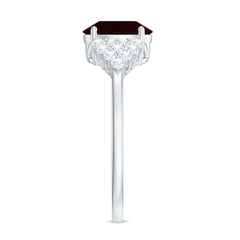 Certified Real 6X8mm Garnet Oval Engagement Ring with Diamond