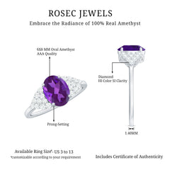 Classic Amethyst and Diamond Engagement Ring