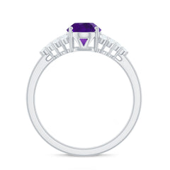 Classic Amethyst and Diamond Engagement Ring