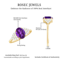 Classic Amethyst and Diamond Engagement Ring