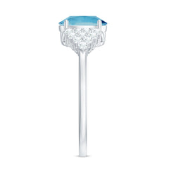 Solitaire Aquamarine Oval Engagement Ring with Diamond