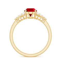 Certified 1.5 Carat Oval Lab Grown Ruby Engagement Ring with Diamond