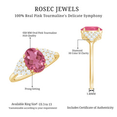 Classic Pink Tourmaline Solitaire Ring with Diamond