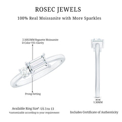 Baguette and Round Moissanite Two Stone Promise Ring