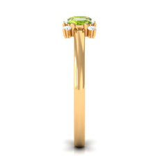 3/4 CT Oval Cut Peridot Three Stone Ring with Diamond Stones