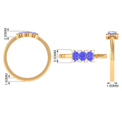 Oval Cut Tanzanite Three Stone Ring with Diamond