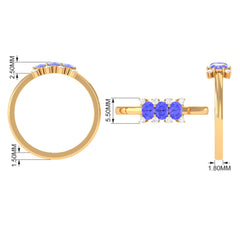 Oval Cut Tanzanite Three Stone Ring with Diamond
