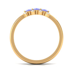 Oval Cut Tanzanite Three Stone Ring with Diamond