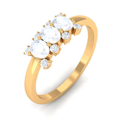 1 CT Oval Cut Moonstone Three Stone Ring with Diamond