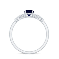 3/4 CT Round Blue Sapphire Infinity Engagement Ring with Diamond