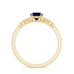 3/4 CT Round Blue Sapphire Infinity Engagement Ring with Diamond