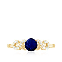 3/4 CT Round Blue Sapphire Infinity Engagement Ring with Diamond