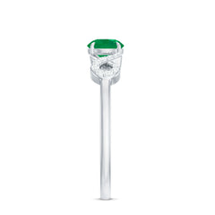 Real Emerald Diamond Promise Engagement Ring with Criss Cross Shank