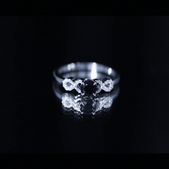 Round Shape Created Black Diamond and Diamond Infinity Engagement Ring