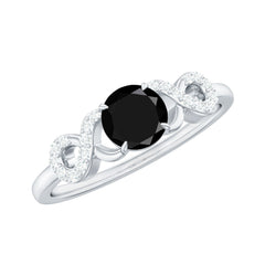 Round Shape Created Black Diamond and Diamond Infinity Engagement Ring