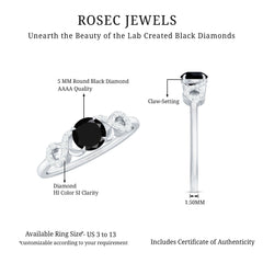 Round Shape Created Black Diamond and Diamond Infinity Engagement Ring