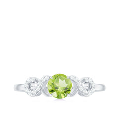 Half Carat Peridot Promise Ring with Diamond Infinity Knot