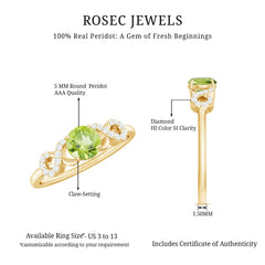 Half Carat Peridot Promise Ring with Diamond Infinity Knot