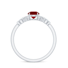 Certified 0.6 Carat Lab Grown Ruby Promise Ring with Diamond Infinity Knot