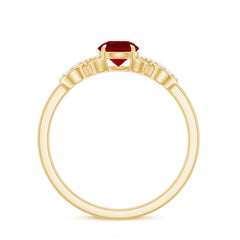 Certified 0.6 Carat Lab Grown Ruby Promise Ring with Diamond Infinity Knot