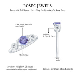 Natural Tanzanite Promise Ring with Diamond Infinity Knot