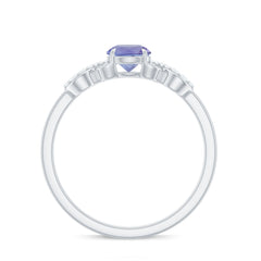 Natural Tanzanite Promise Ring with Diamond Infinity Knot