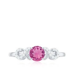 Solitaire Pink Tourmaline Infinity Promise Ring with Diamond