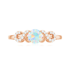 Certified Real Ethiopian Rainbow Opal Diamond Engagement Ring with Criss Cross Shank