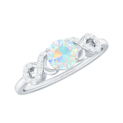 Certified Real Ethiopian Rainbow Opal Diamond Engagement Ring with Criss Cross Shank