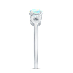 Certified Real Ethiopian Rainbow Opal Diamond Engagement Ring with Criss Cross Shank