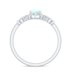 Certified Real Ethiopian Rainbow Opal Diamond Engagement Ring with Criss Cross Shank