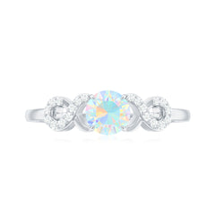 Certified Real Ethiopian Rainbow Opal Diamond Engagement Ring with Criss Cross Shank