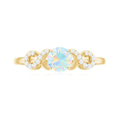 Certified Real Ethiopian Rainbow Opal Diamond Engagement Ring with Criss Cross Shank