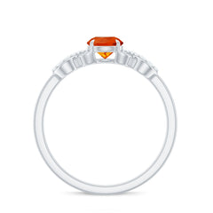 Round Shape Solitaire Fire Opal Infinity Engagement Ring with Diamond